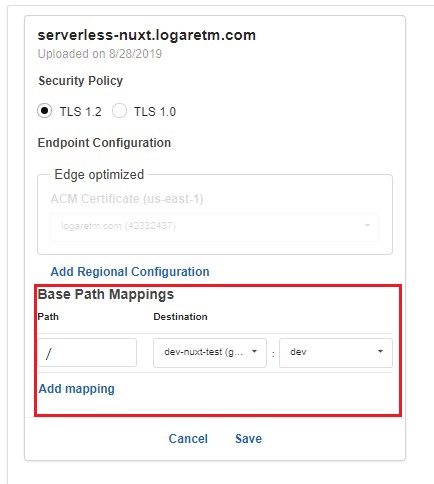 editing the base path mapping